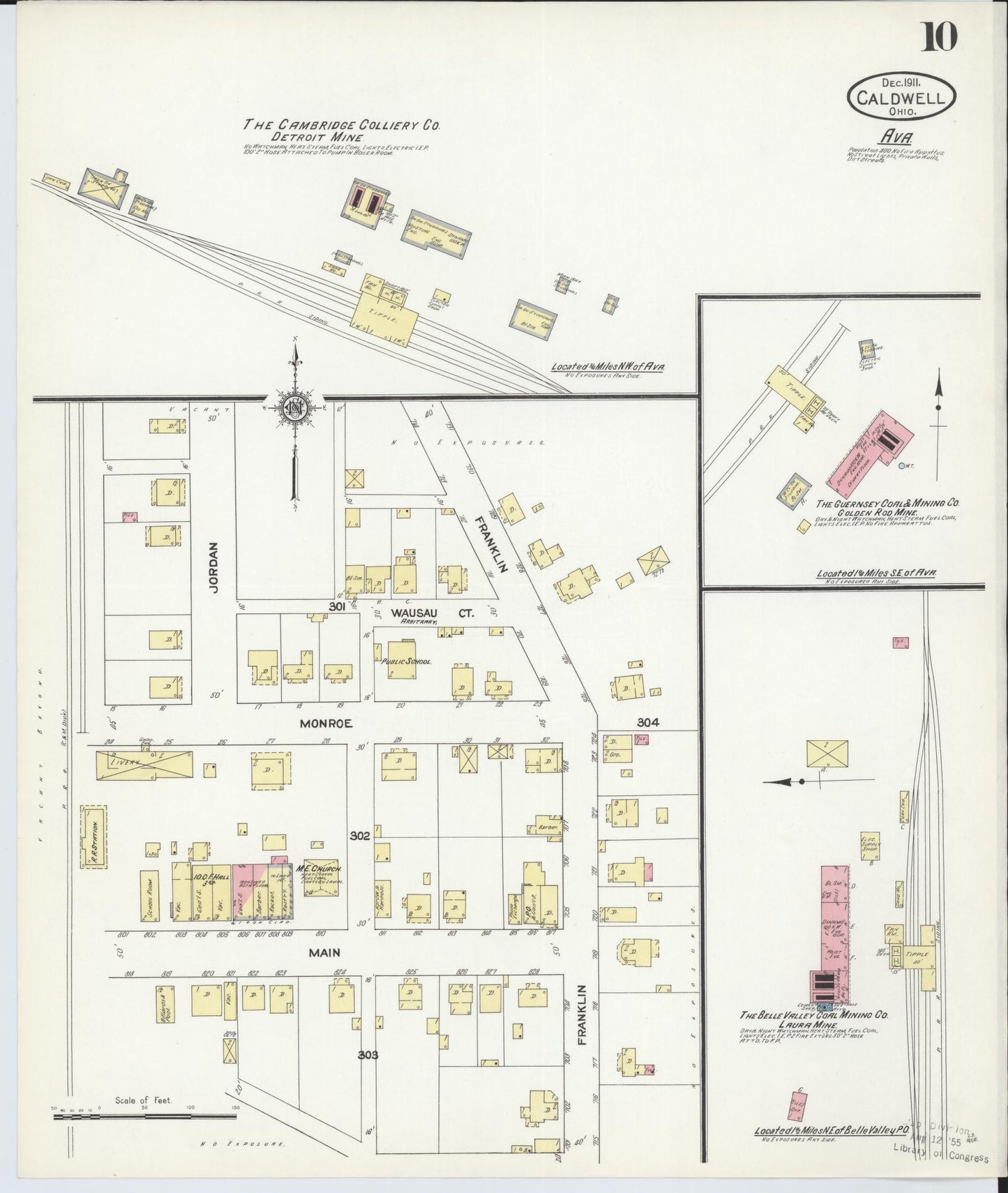 Sanborn Fire Insurance Map from Caldwell, Noble County, Ohio (1911), Sheet #0010 - Historic Sanborn Fire Insurance Map Print, vintage old map wall art, antique decor, genealogy gift, Ohio Ohio map