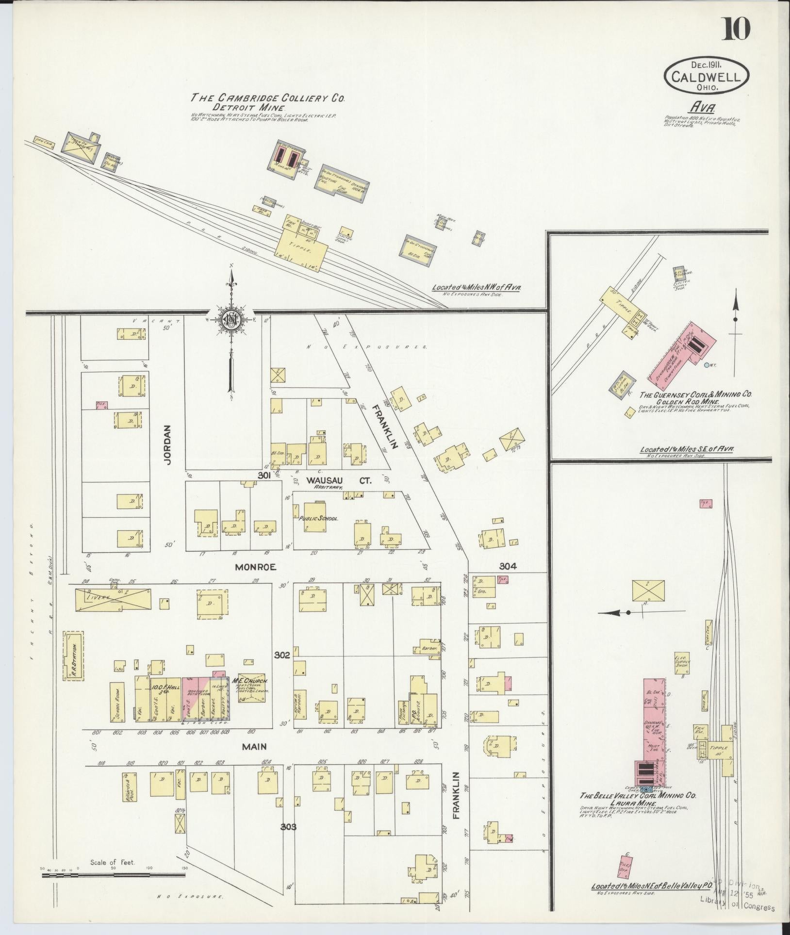 Sanborn Fire Insurance Map from Caldwell, Noble County, Ohio (1911), Sheet #0010 - Historic Sanborn Fire Insurance Map Print, vintage old map wall art, antique decor, genealogy gift, Ohio Ohio map