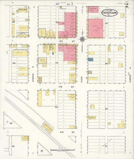 Sanborn Fire Insurance Map from Cross Plains, Callahan County, Texas (1921), Sheet #0002 - Historic Sanborn Fire Insurance Map Print, vintage old map wall art, antique decor, genealogy gift, Texas Texas map