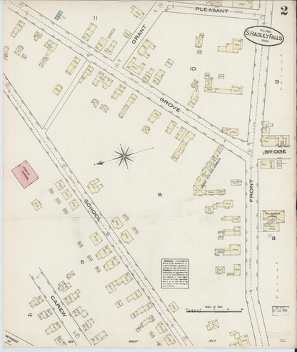 Sanborn Fire Insurance Map from South Hadley Falls, Hampshire County, Massachusetts (1884), Sheet #0002 - Historic Sanborn Fire Insurance Map Print, vintage old map wall art, antique decor, genealogy gift, Massachusetts Massachusetts map