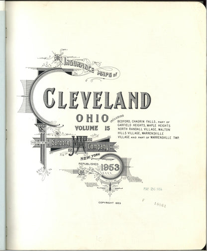Sanborn Fire Insurance Map from Cleveland, Cuyahoga County, Ohio (1953), Sheet #0001 - Historic Sanborn Fire Insurance Map Print, vintage old map wall art, antique decor, genealogy gift, Ohio Ohio map