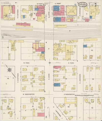 Sanborn Fire Insurance Map from Harvard, McHenry County, Illinois (1922), Sheet #0007 - Complete Map Set gallery image, historic Sanborn map, vintage wall art, Illinois Illinois