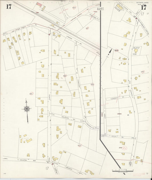 Sanborn Fire Insurance Map from Scituate, Plymouth County, Massachusetts (1944), Sheet #0017 - Historic Sanborn Fire Insurance Map Print, vintage old map wall art, antique decor, genealogy gift, Massachusetts Massachusetts map