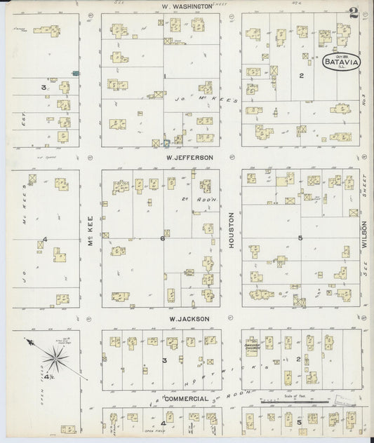 Sanborn Fire Insurance Map from Batavia, Kane County, Illinois (1891), Sheet #0002 - Historic Sanborn Fire Insurance Map Print, vintage old map wall art, antique decor, genealogy gift, Illinois Illinois map