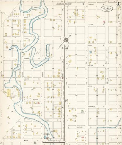 Sanborn Fire Insurance Map from Pocatello, Bannock County, Idaho (1915), Sheet #0003 - Complete Map Set gallery image, historic Sanborn map, vintage wall art, Idaho Idaho