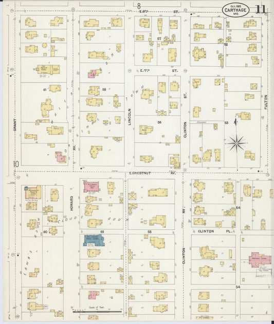 Sanborn Fire Insurance Map from Carthage, Jasper County, Missouri (1902), Sheet #0011 - Historic Sanborn Fire Insurance Map Print, vintage old map wall art, antique decor, genealogy gift, Missouri Missouri map