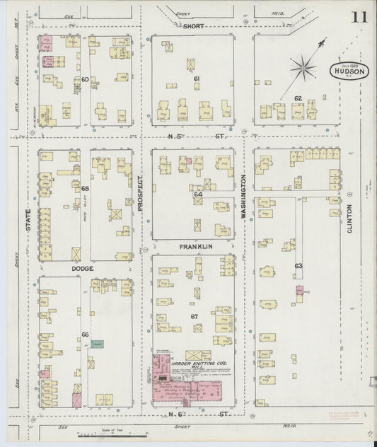 Sanborn Fire Insurance Map from Hudson, Columbia County, New York (1889), Sheet #0011 - Historic Sanborn Fire Insurance Map Print, vintage old map wall art, antique decor, genealogy gift, New York New York map
