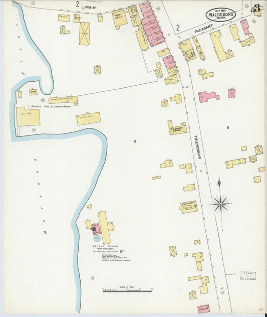 Sanborn Fire Insurance Map from Waldoboro, Lincoln County, Maine (1904), Sheet #0003 - Historic Sanborn Fire Insurance Map Print, vintage old map wall art, antique decor, genealogy gift, Maine Maine map