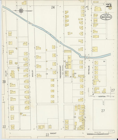Sanborn Fire Insurance Map from Waycross, Ware County, Georgia (1913), Sheet #0023 - Complete Map Set gallery image, historic Sanborn map, vintage wall art, Georgia Georgia