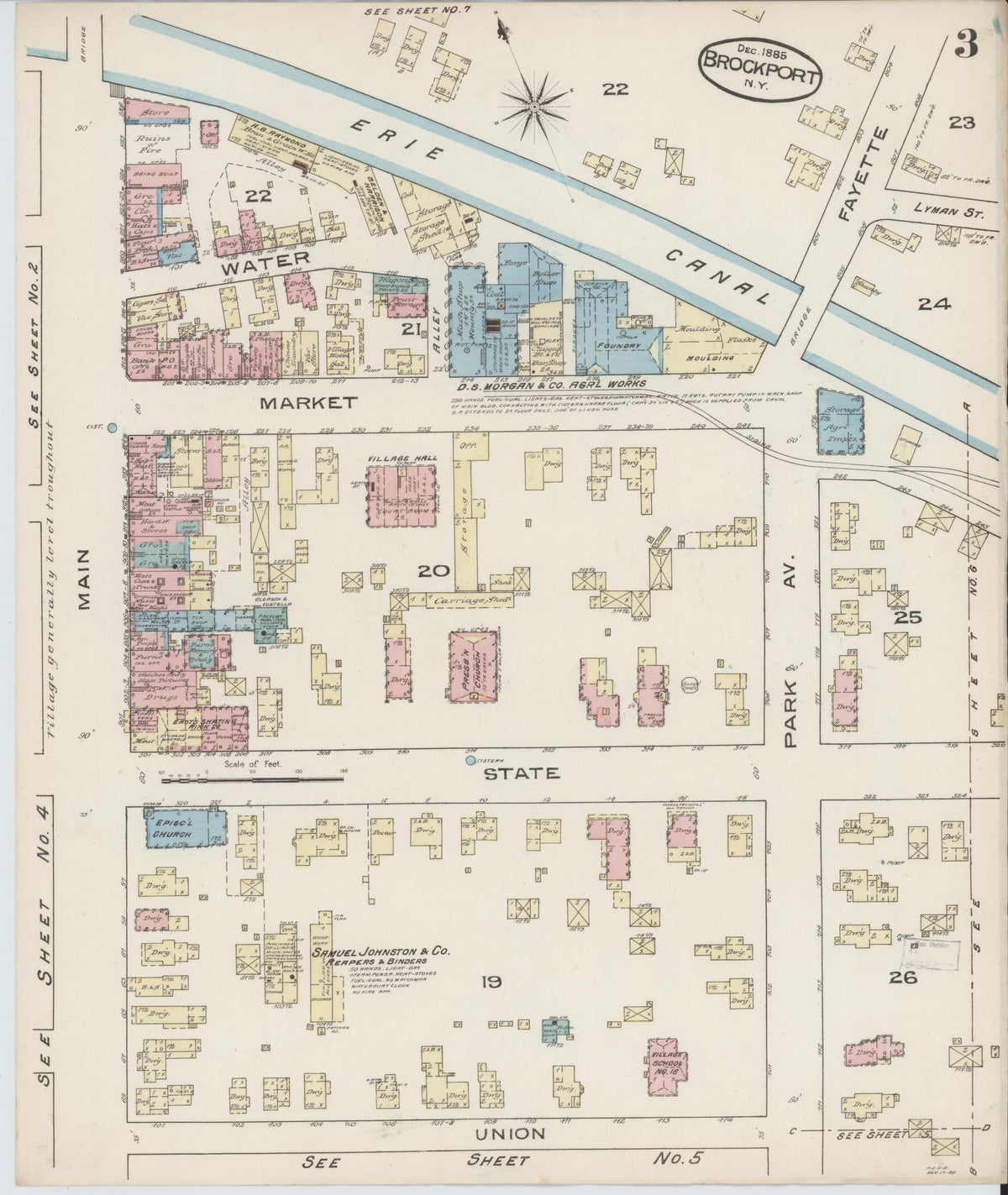 Sanborn Fire Insurance Map from Brockport, Monroe County, New York (1885), Sheet #0003 - Historic Sanborn Fire Insurance Map Print, vintage old map wall art, antique decor, genealogy gift, New York New York map