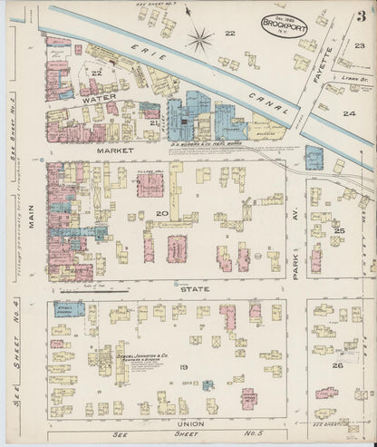 Sanborn Fire Insurance Map from Brockport, Monroe County, New York (1885), Sheet #0003 - Historic Sanborn Fire Insurance Map Print, vintage old map wall art, antique decor, genealogy gift, New York New York map