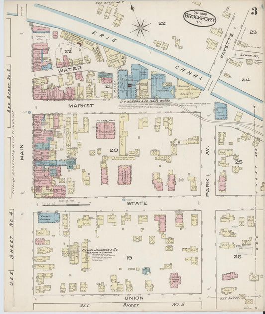 Sanborn Fire Insurance Map from Brockport, Monroe County, New York (1885), Sheet #0003 - Historic Sanborn Fire Insurance Map Print, vintage old map wall art, antique decor, genealogy gift, New York New York map
