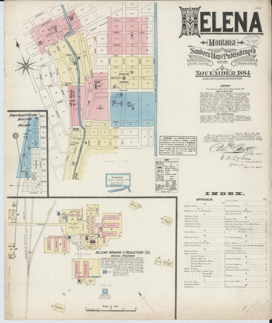 Sanborn Fire Insurance Map from Helena, Lewis and Clark County, Montana (1884), Sheet #0001 - Complete Map Set gallery image, historic Sanborn map, vintage wall art, Montana Montana