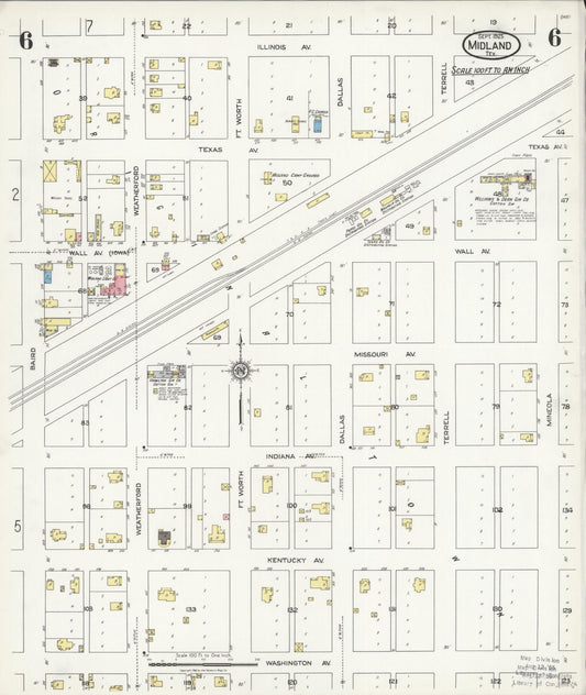 Sanborn Fire Insurance Map from Midland, Midland County, Texas (1925), Sheet #0006 - Historic Sanborn Fire Insurance Map Print, vintage old map wall art, antique decor, genealogy gift, Texas Texas map