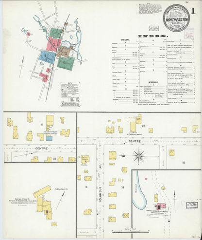 Sanborn Fire Insurance Map from North Easton, Bristol County, Massachusetts (1903), Sheet #0001 - Historic Sanborn Fire Insurance Map Print, vintage old map wall art, antique decor, genealogy gift, Massachusetts Massachusetts map