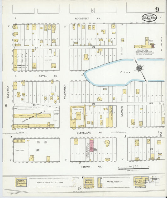 Sanborn Fire Insurance Map from Electra, Wichita County, Texas (1919), Sheet #0009 - Historic Sanborn Fire Insurance Map Print, vintage old map wall art, antique decor, genealogy gift, Texas Texas map