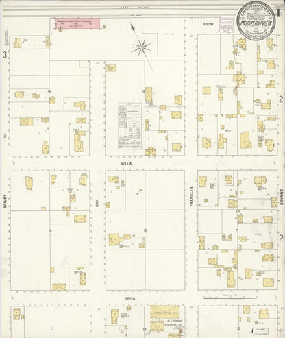 Sanborn Fire Insurance Map from Mountain View, Santa Clara County, California (1904), Sheet #0001 - Complete Map Set gallery image, historic Sanborn map, vintage wall art, California California