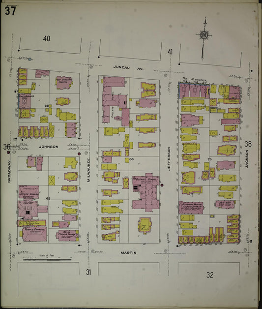 Sanborn Fire Insurance Map from Milwaukee, Milwaukee County, Wisconsin (1910), Sheet #0037 - Historic Sanborn Fire Insurance Map Print, vintage old map wall art, antique decor, genealogy gift, Wisconsin Wisconsin map