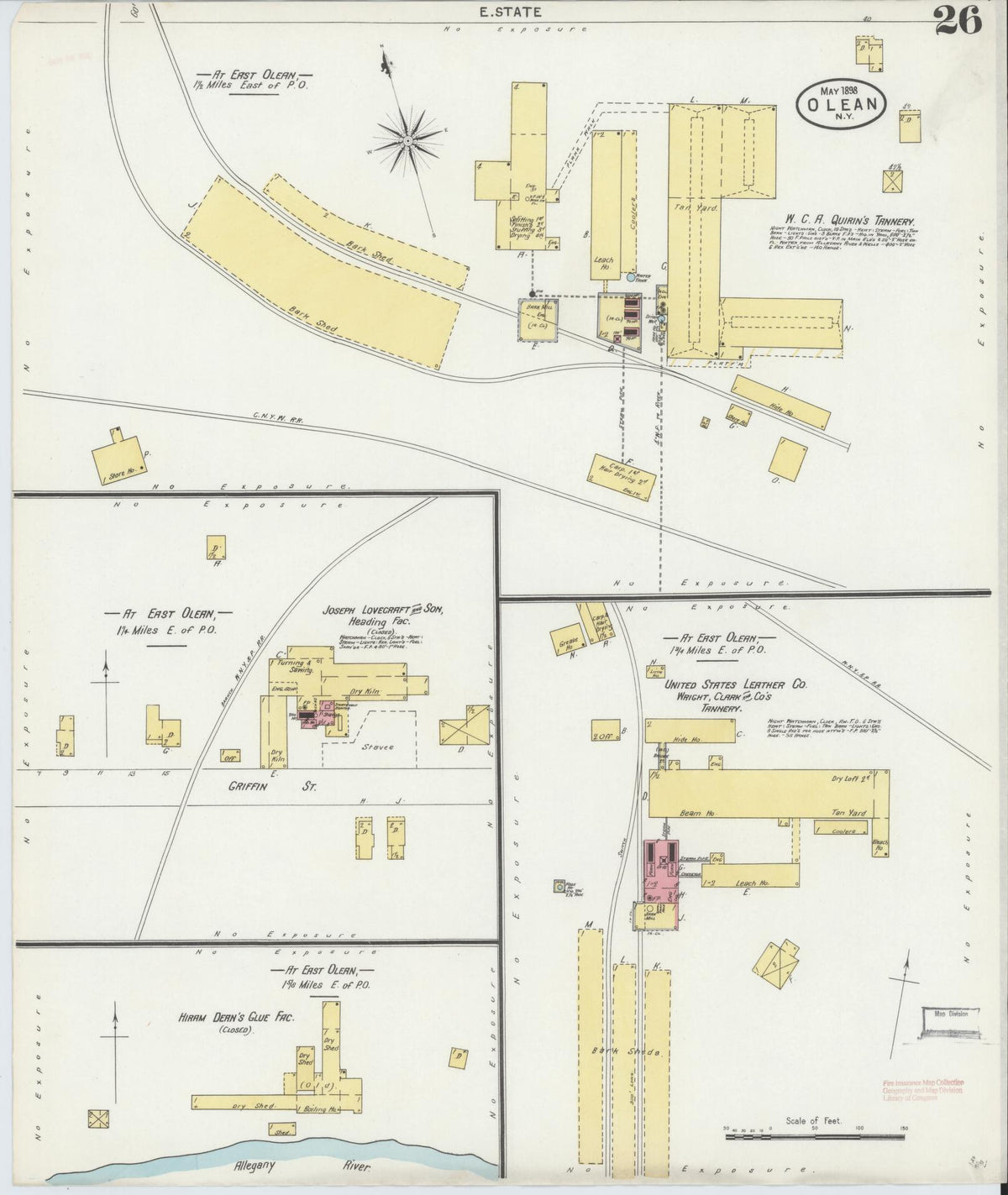 Sanborn Fire Insurance Map from Olean, Cattaraugus County, New York (1898), Sheet #0026 - Complete Map Set gallery image, historic Sanborn map, vintage wall art, New York New York