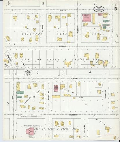 Sanborn Fire Insurance Map from Howell, Livingston County, Michigan (1899), Sheet #0005 - Complete Map Set gallery image, historic Sanborn map, vintage wall art, Michigan Michigan