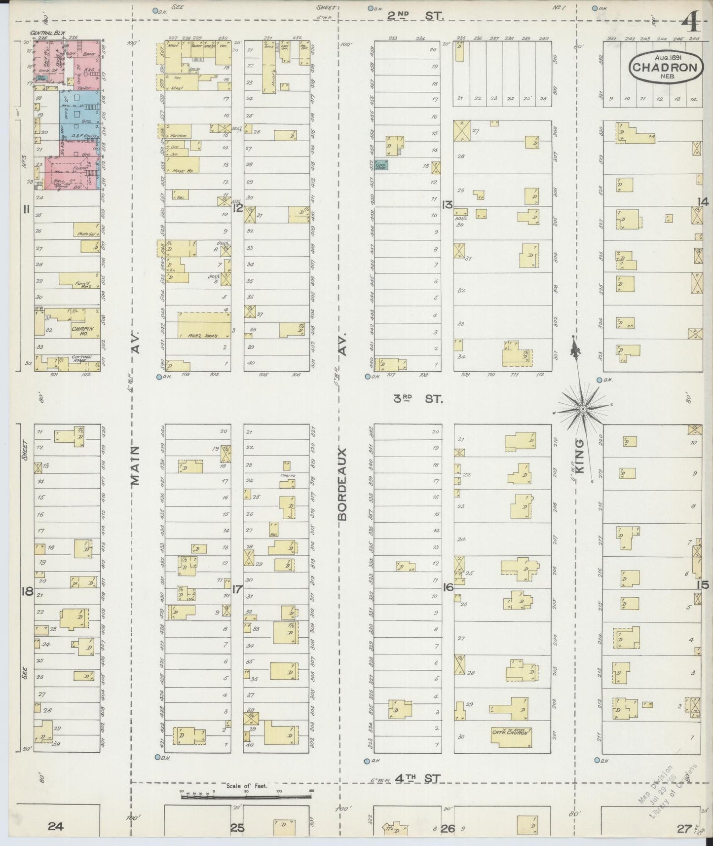 Sanborn Fire Insurance Map from Chadron, Dawes County, Nebraska (1891), Sheet #0004 - Complete Map Set gallery image, historic Sanborn map, vintage wall art, Nebraska Nebraska