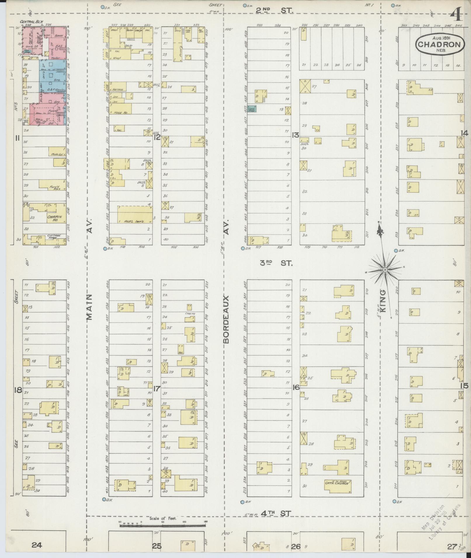 Sanborn Fire Insurance Map from Chadron, Dawes County, Nebraska (1891), Sheet #0004 - Complete Map Set gallery image, historic Sanborn map, vintage wall art, Nebraska Nebraska