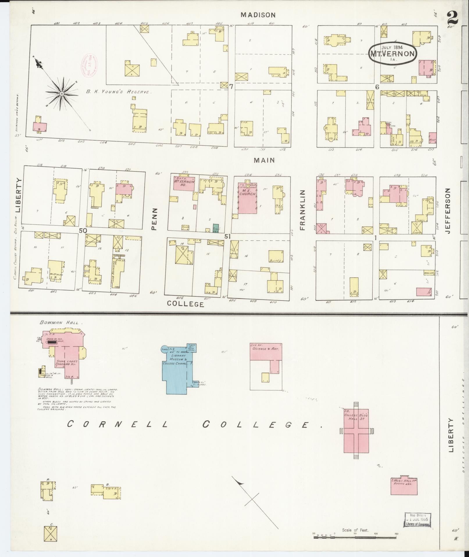 Sanborn Fire Insurance Map from Mount Vernon, Linn County, Iowa (1894), Sheet #0002 - Historic Sanborn Fire Insurance Map Print