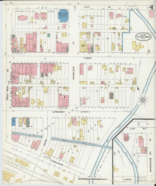 Sanborn Fire Insurance Map from Florence, Fremont County, Colorado (1906), Sheet #0004 - Historic Sanborn Fire Insurance Map Print, vintage old map wall art, antique decor, genealogy gift, Colorado Colorado map