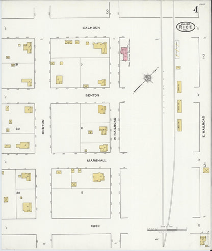 Sanborn Fire Insurance Map from Rice, Navarro County, Texas (1921), Sheet #0004 - Complete Map Set gallery image, historic Sanborn map, vintage wall art, Texas Texas
