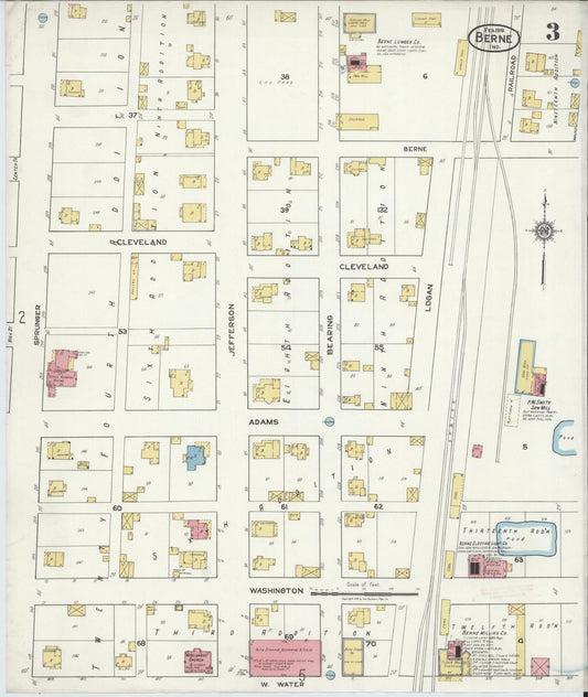 Sanborn Fire Insurance Map from Berne, Adams County, Indiana (1919), Sheet #0003 - Historic Sanborn Fire Insurance Map Print, vintage old map wall art, antique decor, genealogy gift, Indiana Indiana map