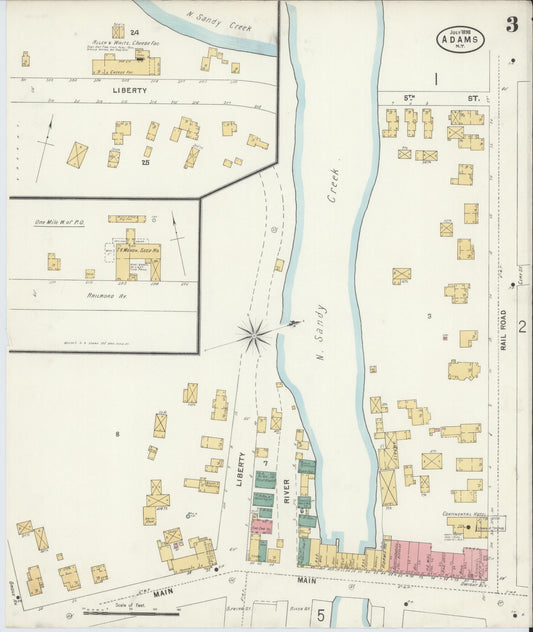Sanborn Fire Insurance Map from Adams, Jefferson County, New York (1898), Sheet #0003 - Historic Sanborn Fire Insurance Map Print, vintage old map wall art, antique decor, genealogy gift, New York New York map