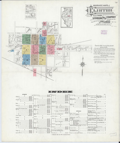 Sanborn Fire Insurance Map from Clinton, De Witt County, Illinois (1916), Sheet #0001 - Complete Map Set gallery image, historic Sanborn map, vintage wall art, Illinois Illinois