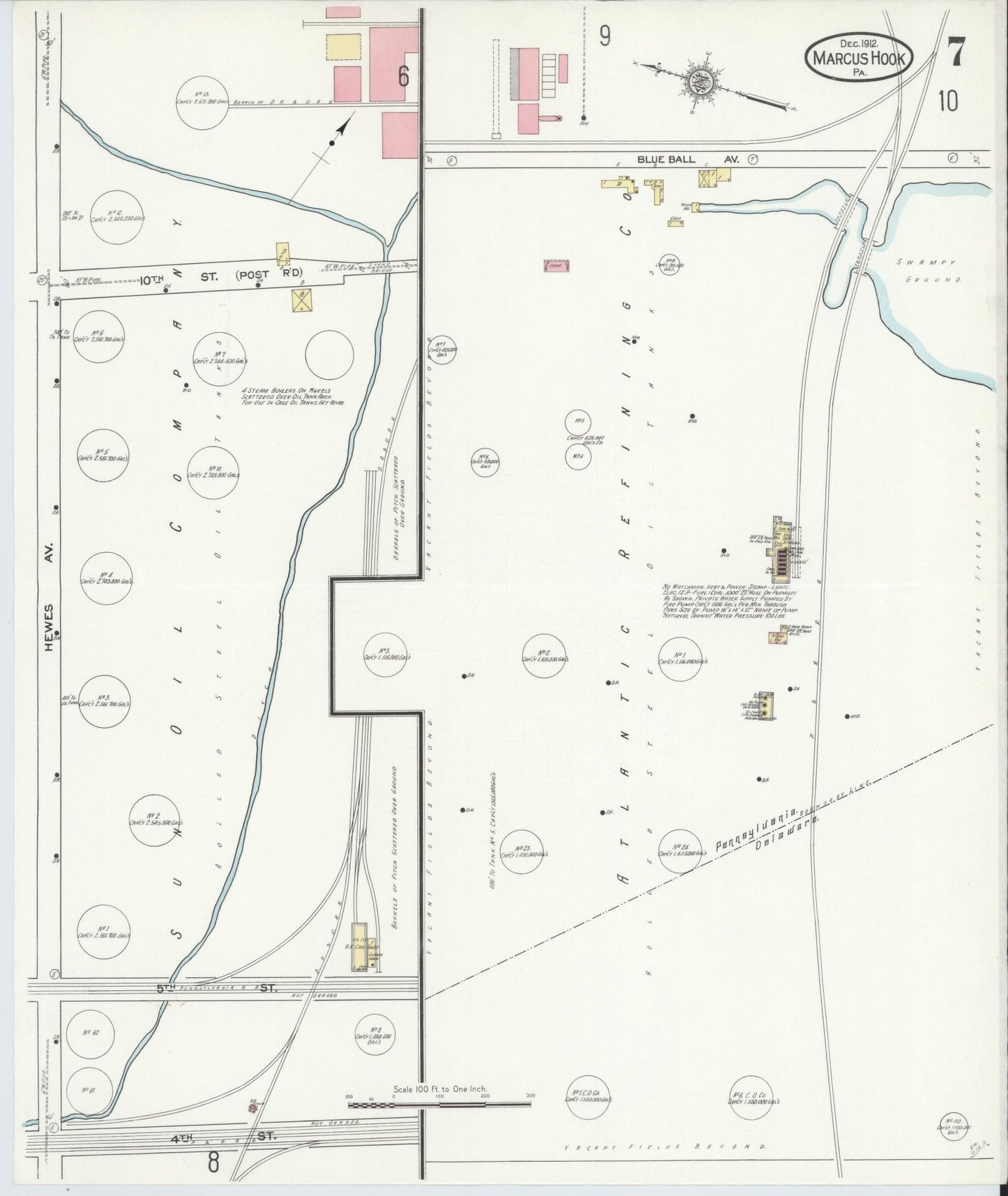 Sanborn Fire Insurance Map from Marcus Hook, Chester County, Pennsylvania (1912), Sheet #0007 - Complete Map Set gallery image, historic Sanborn map, vintage wall art, Pennsylvania Pennsylvania