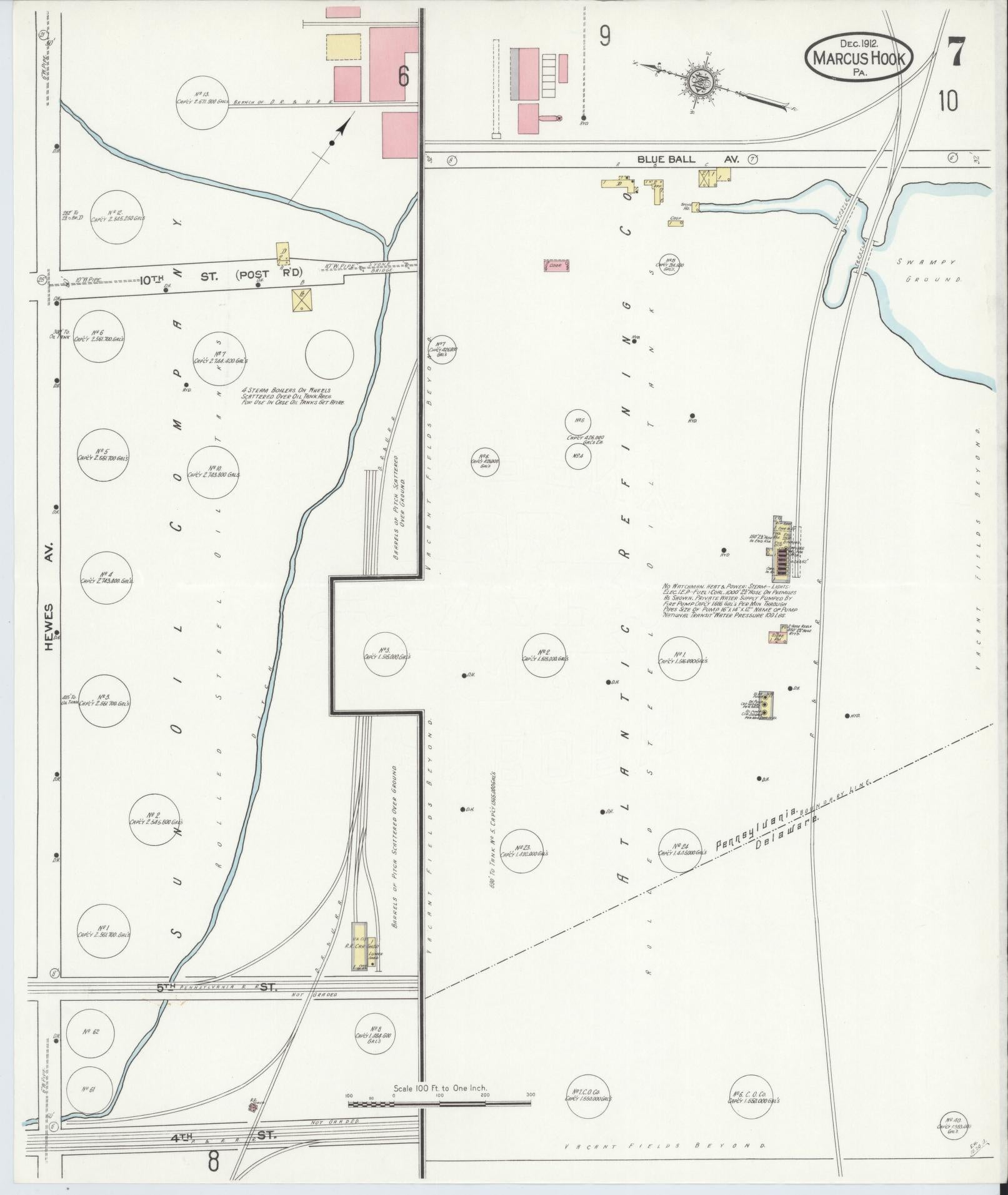 Sanborn Fire Insurance Map from Marcus Hook, Chester County, Pennsylvania (1912), Sheet #0007 - Complete Map Set gallery image, historic Sanborn map, vintage wall art, Pennsylvania Pennsylvania