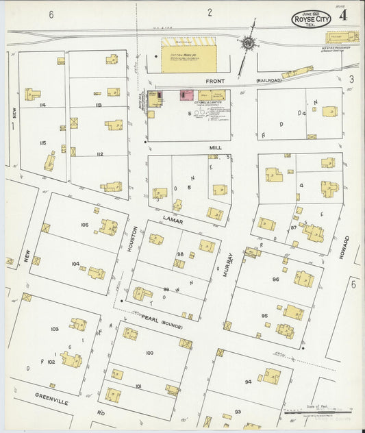 Sanborn Fire Insurance Map from Royse City, Rockwell County, Texas (1921), Sheet #0004 - Historic Sanborn Fire Insurance Map Print, vintage old map wall art, antique decor, genealogy gift, Texas Texas map