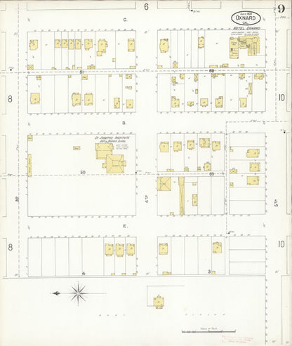 Sanborn Fire Insurance Map from Oxnard, Ventura County, California (1903), Sheet #0009 - Complete Map Set gallery image, historic Sanborn map, vintage wall art, California California