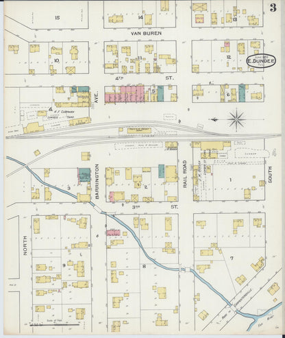 Sanborn Fire Insurance Map from Dundee, Kane County, Illinois (1893), Sheet #0003 - Historic Sanborn Fire Insurance Map Print, vintage old map wall art, antique decor, genealogy gift, Illinois Illinois map