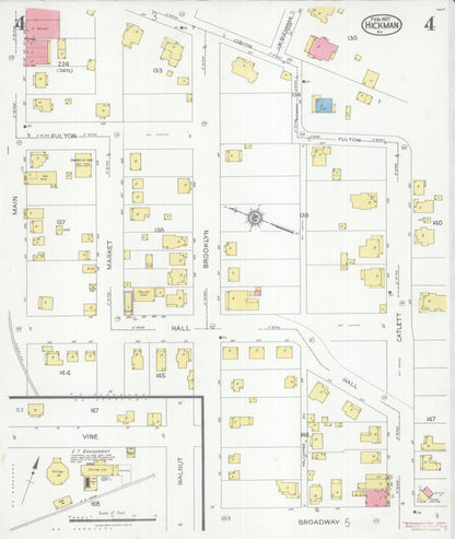 Sanborn Fire Insurance Map from Hickman, Fulton County, Kentucky (1927), Sheet #0004 - Complete Map Set gallery image, historic Sanborn map, vintage wall art, Kentucky Kentucky