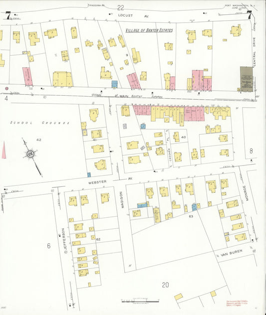 Sanborn Fire Insurance Map from Port Washington, Nassau County, New York (1931), Sheet #0007 - Historic Sanborn Fire Insurance Map Print, vintage old map wall art, antique decor, genealogy gift, New York New York map