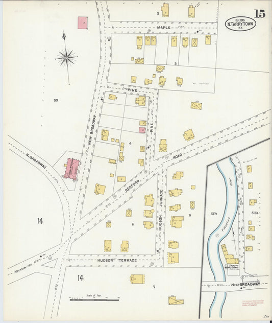 Sanborn Fire Insurance Map from Tarrytown, Westchester County, New York (1903), Sheet #0015 - Historic Sanborn Fire Insurance Map Print, vintage old map wall art, antique decor, genealogy gift, New York New York map