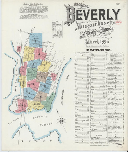 Sanborn Fire Insurance Map from Beverly, Essex County, Massachusetts. (1896) – Historic Sanborn Fire Insurance Map Print