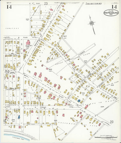 Sanborn Fire Insurance Map from New Philadelphia, Tuscarawas County, Ohio (1926), Sheet #0014 - Complete Map Set gallery image, historic Sanborn map, vintage wall art, Ohio Ohio