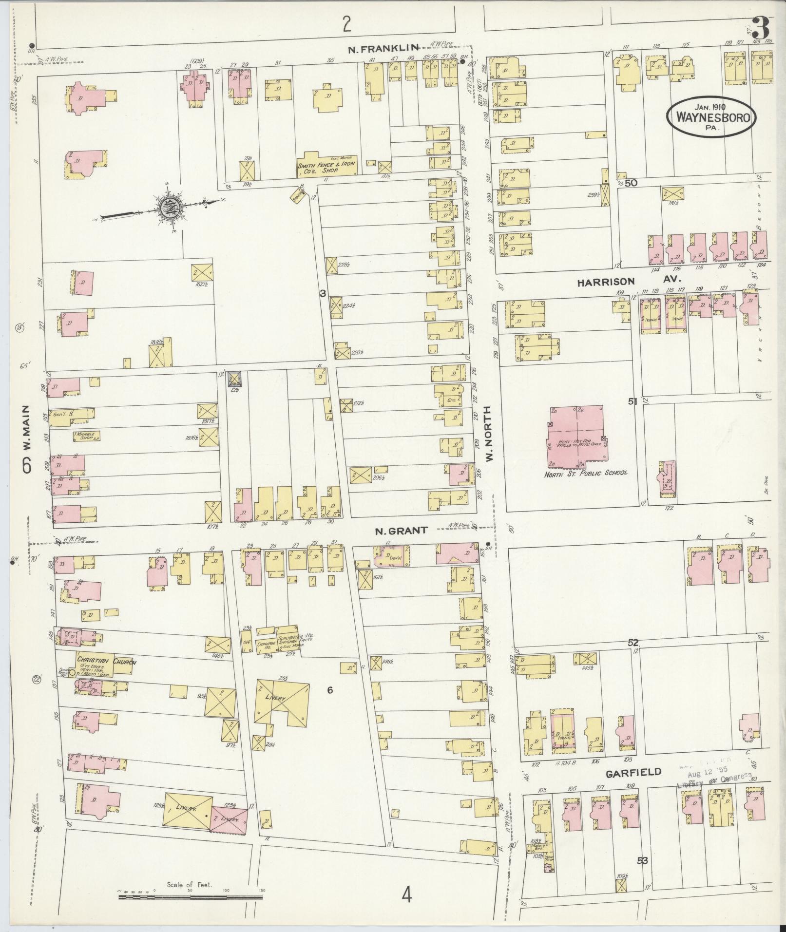 Sanborn Fire Insurance Map from Waynesboro, Franklin County, Pennsylvania (1910), Sheet #0003 - Complete Map Set gallery image, historic Sanborn map, vintage wall art, Pennsylvania Pennsylvania