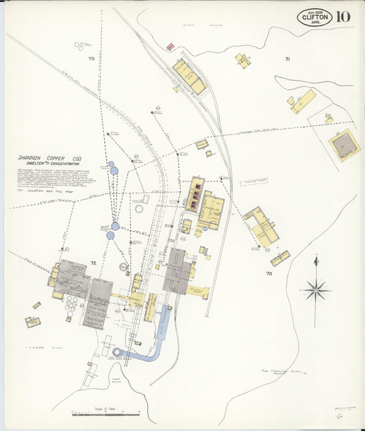 Sanborn Fire Insurance Map from Clifton, Greenlee County, Arizona (1908), Sheet #0010 - Historic Sanborn Fire Insurance Map Print, vintage old map wall art, antique decor, genealogy gift, Arizona Arizona map
