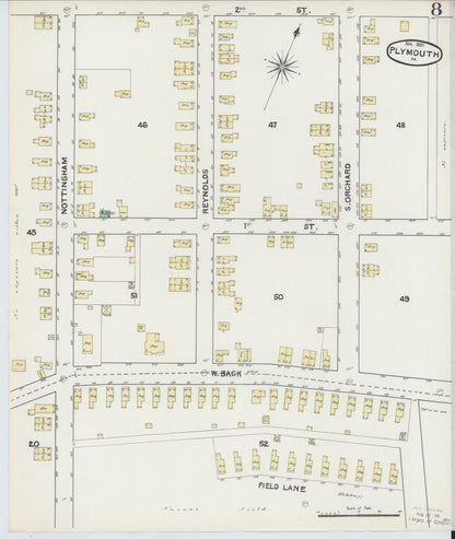 Sanborn Fire Insurance Map from Plymouth, Luzerne County, Pennsylvania (1891), Sheet #0008 - Historic Sanborn Fire Insurance Map Print, vintage old map wall art, antique decor, genealogy gift, Pennsylvania Pennsylvania map