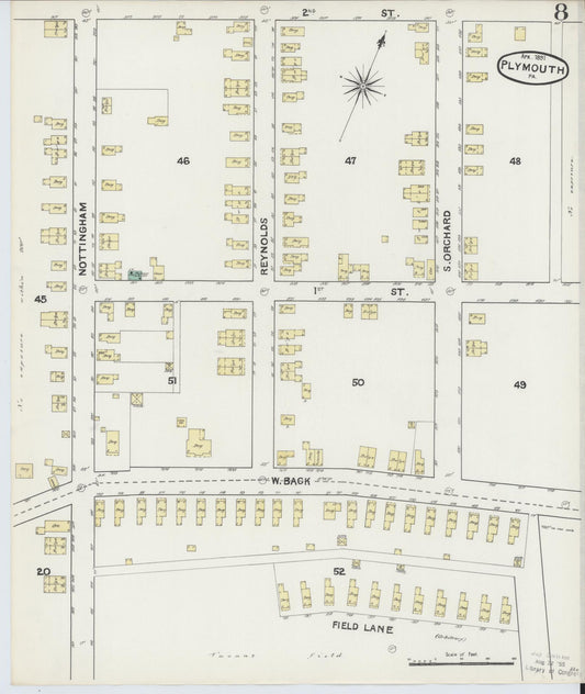 Sanborn Fire Insurance Map from Plymouth, Luzerne County, Pennsylvania (1891), Sheet #0008 - Historic Sanborn Fire Insurance Map Print, vintage old map wall art, antique decor, genealogy gift, Pennsylvania Pennsylvania map