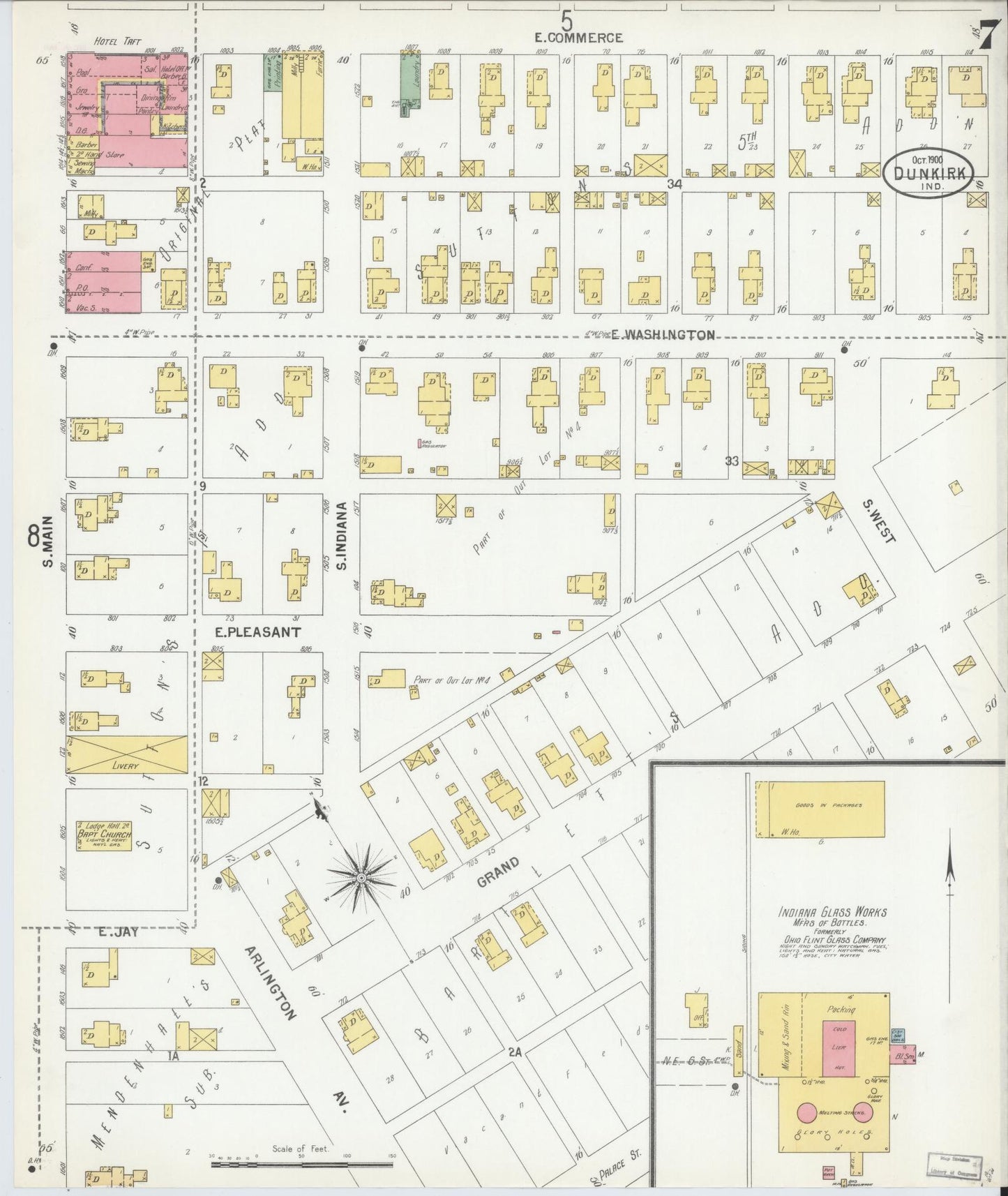 Sanborn Fire Insurance Map from Dunkirk, Jay And Blackford Counties, Indiana (1900), Sheet #0007 - Historic Sanborn Fire Insurance Map Print, vintage old map wall art, antique decor, genealogy gift, Indiana Indiana map