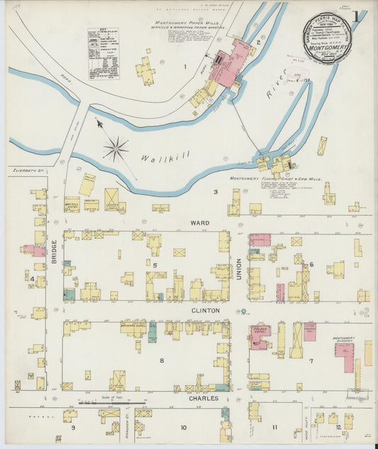 Sanborn Fire Insurance Map from Montgomery, Orange County, New York (1892), Sheet #0001 - Complete Map Set gallery image, historic Sanborn map, vintage wall art, New York New York