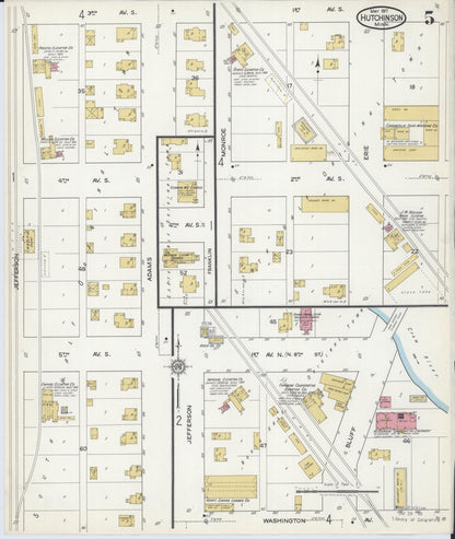 Sanborn Fire Insurance Map from Hutchinson, Mcleod County, Minnesota (1917), Sheet #0005 - Complete Map Set gallery image, historic Sanborn map, vintage wall art, Minnesota Minnesota