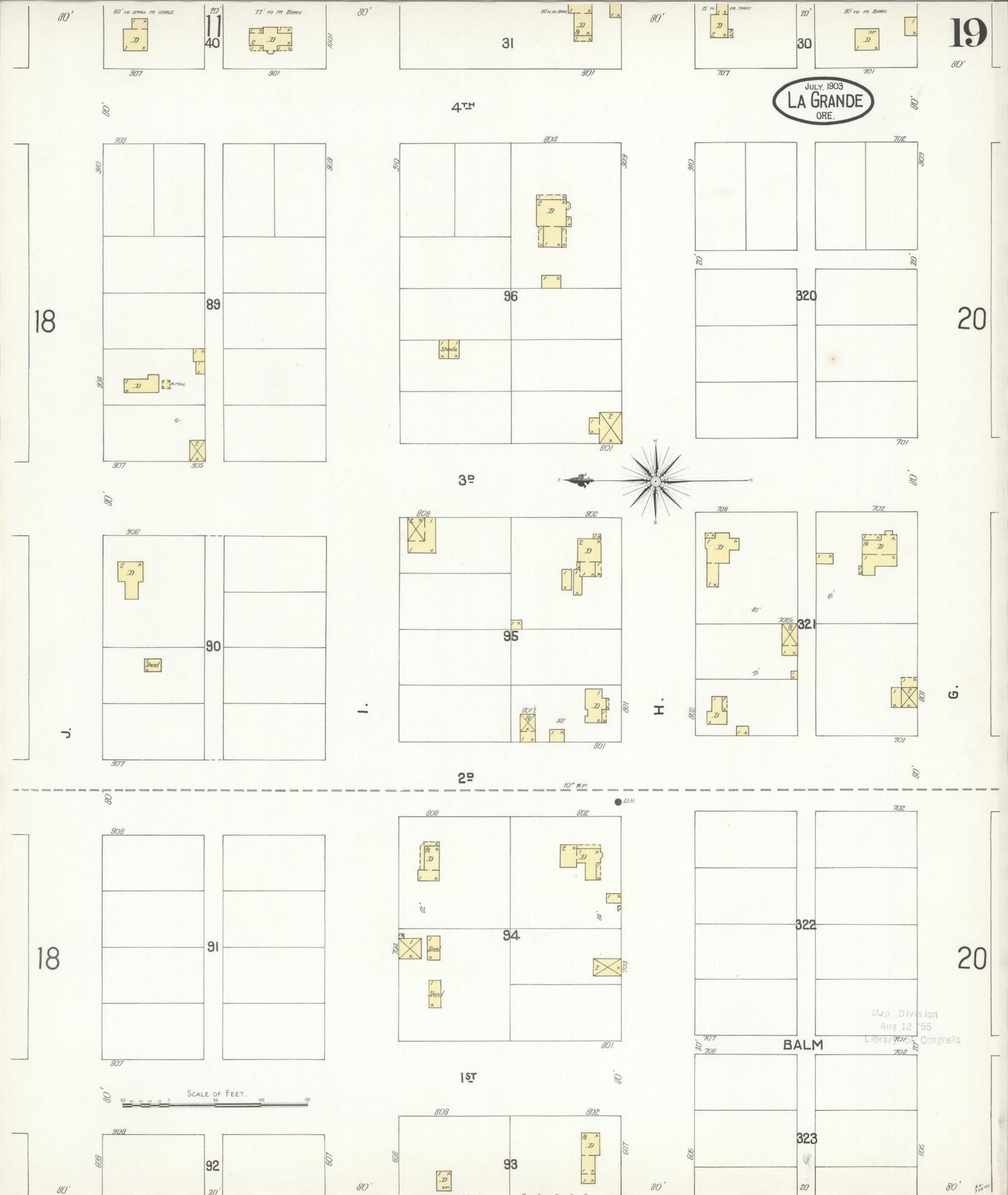 Sanborn Fire Insurance Map from La Grande, Union County, Oregon (1903), Sheet #0019 - Complete Map Set gallery image, historic Sanborn map, vintage wall art, Oregon Oregon